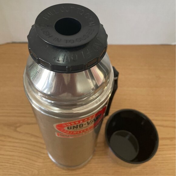 Vtg Uno-Vac Stainless Steel Thermos 1 Qt Unbreakable USA Insulated W Handle - Picture 6 of 12